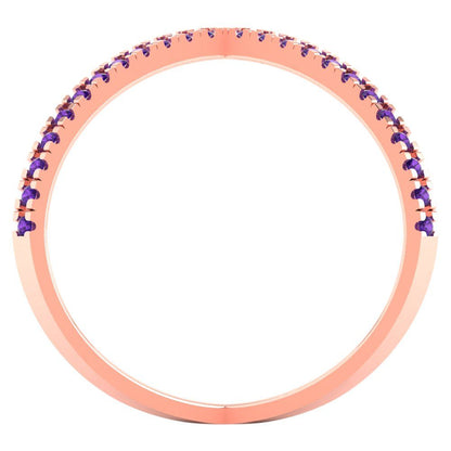 0.245 cttw Natural Amethyst Statement Engagement Ring - Solid Gold (Round Cut,1.0mm)