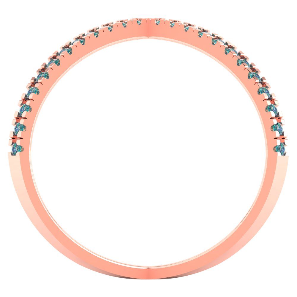 0.245 cttw Blue Moissanite Statement Engagement Ring - Solid Rose Gold (VVS1, Round Cut,1.0mm)