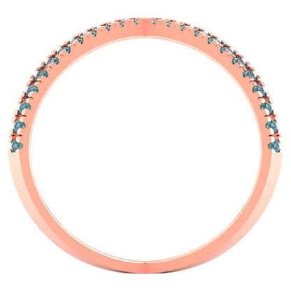 0.245 cttw Blue Moissanite Statement Engagement Ring - Solid Rose Gold (VVS1, Round Cut,1.0mm)