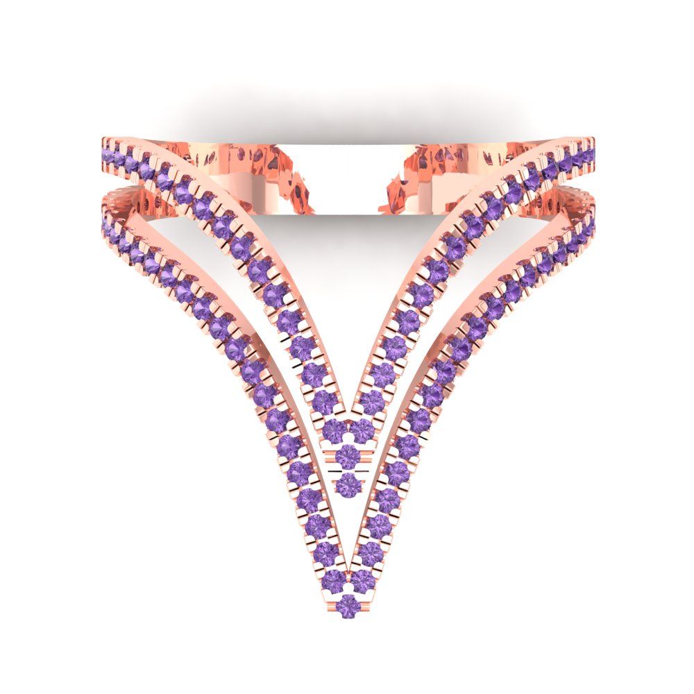 0.525 cttw Simulated Alexandrite Statement Engagement Ring - Solid Gold (Round Cut,1.0mm)