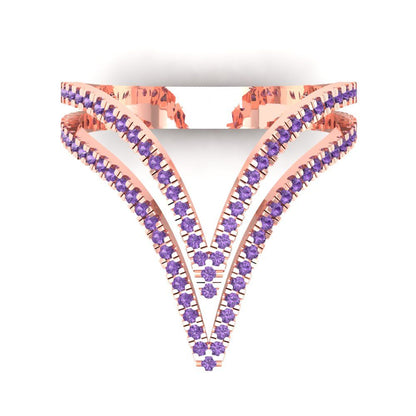 0.525 cttw Simulated Alexandrite Statement Engagement Ring - Solid Gold (Round Cut,1.0mm)