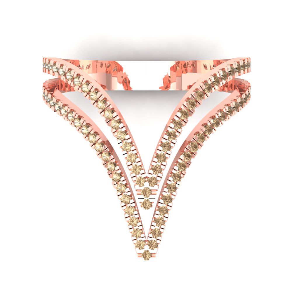 0.525 cttw Yellow Moissanite Statement Engagement Ring - Solid Rose Gold (VVS1, Round Cut,1.0mm)