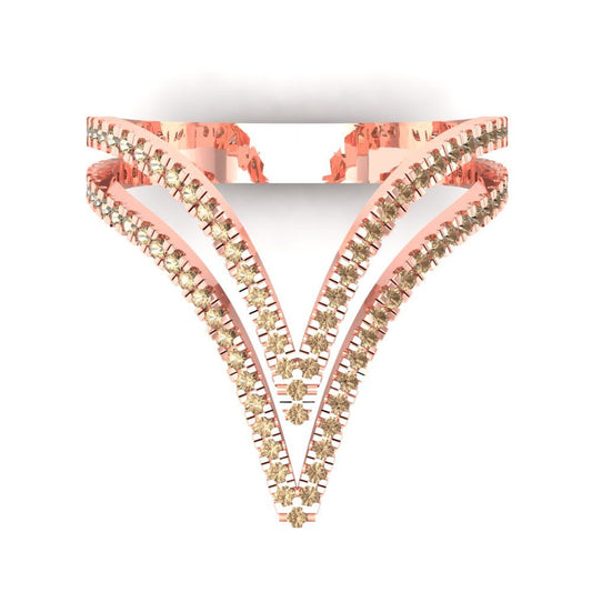 0.525 cttw Yellow Moissanite Statement Engagement Ring - Solid Rose Gold (VVS1, Round Cut,1.0mm)