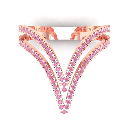 0.525 cttw Zirconia Simulated Pink Diamond Statement Engagement Ring - Solid Rose Gold (VVS1, Round Cut,1.0mm)
