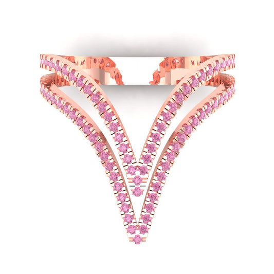 0.525 cttw Zirconia Simulated Pink Diamond Statement Engagement Ring - Solid Rose Gold (VVS1, Round Cut,1.0mm)