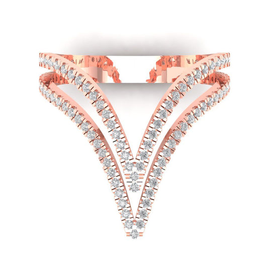0.525 cttw Zirconia Simulated Diamond Statement Engagement Ring - Solid Rose Gold (VVS1, Round Cut,1.0mm)