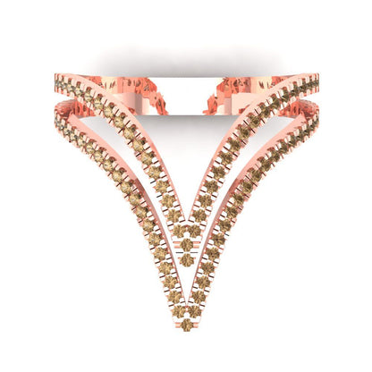 0.525 cttw Zirconia Simulated Champagne Diamond Statement Engagement Ring - Solid Rose Gold (VVS1, Round Cut,1.0mm)