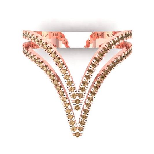 0.525 cttw Zirconia Simulated Champagne Diamond Statement Engagement Ring - Solid Rose Gold (VVS1, Round Cut,1.0mm)