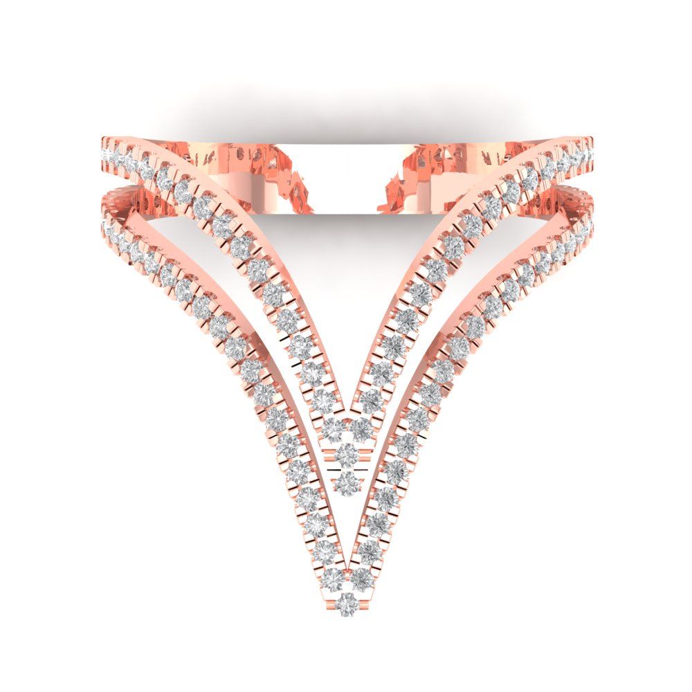 0.525 cttw Moissanite Statement Engagement Ring - Solid Rose Gold (VVS1, Round Cut,1.0mm)