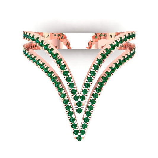 0.525 cttw Simulated Emerald Statement Engagement Ring - Solid Rose Gold (VVS1, Round Cut,1.0mm)