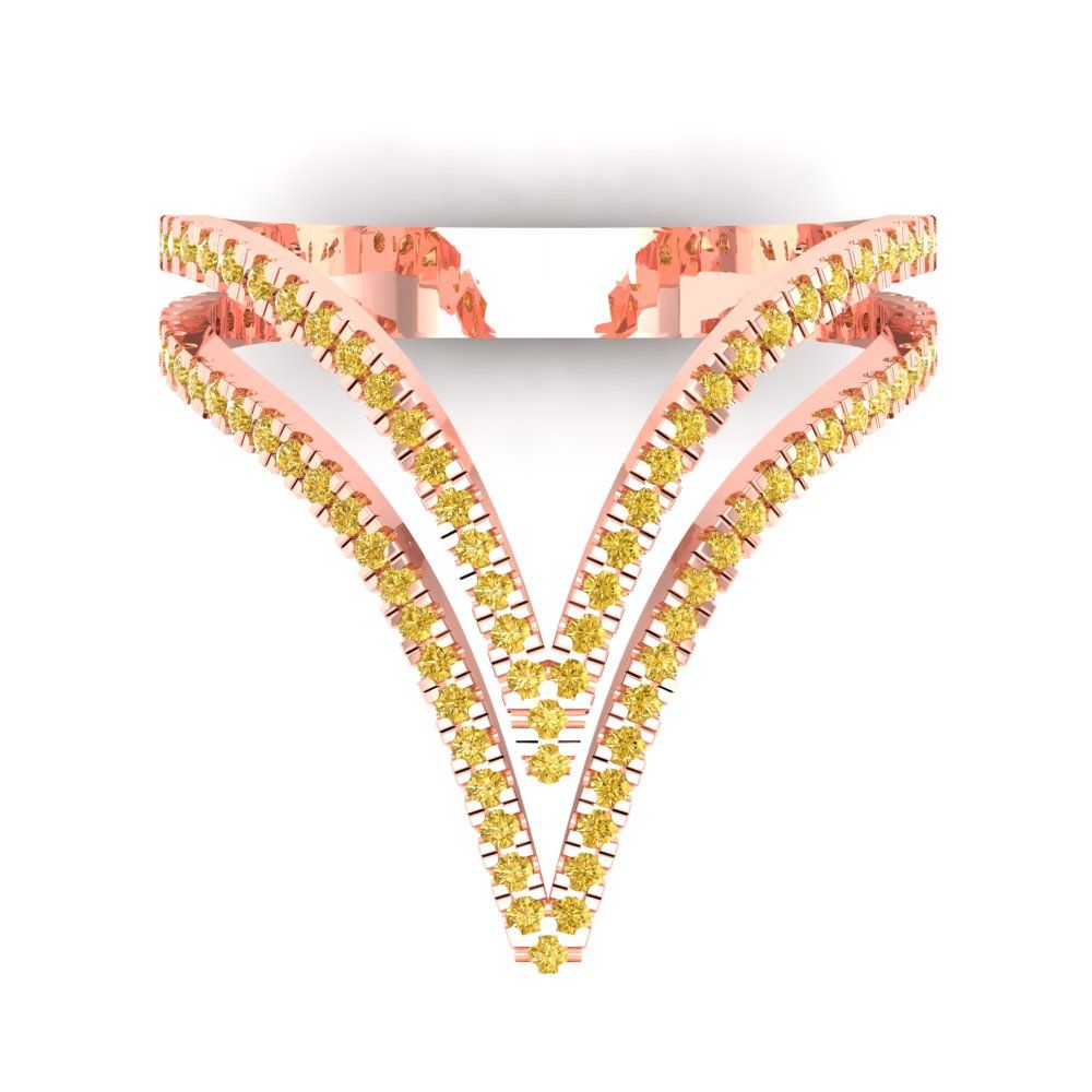 0.525 cttw Natural Citrine Statement Engagement Ring - Solid Gold (Round Cut,1.0mm)