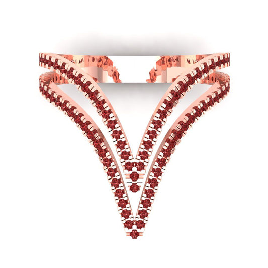 0.525 cttw Natural Garnet Statement Engagement Ring - Solid Rose Gold (VVS1, Round Cut,1.0mm)