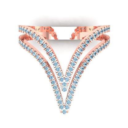 0.525 cttw Natural Swiss Blue Topaz Statement Engagement Ring - Solid Gold (Round Cut,1.0mm)