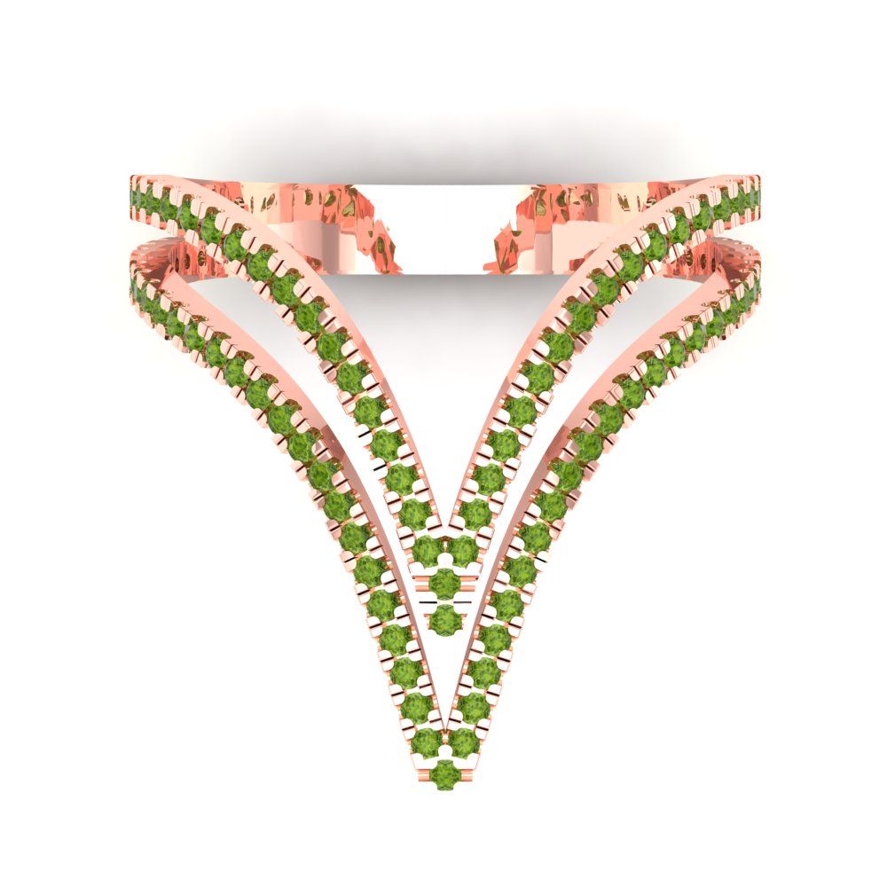 0.525 cttw Natural Peridot Statement Engagement Ring - Solid Gold (Round Cut,1.0mm)