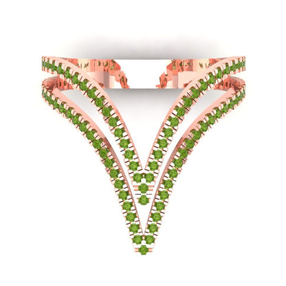 0.525 cttw Natural Peridot Statement Engagement Ring - Solid Gold (Round Cut,1.0mm)