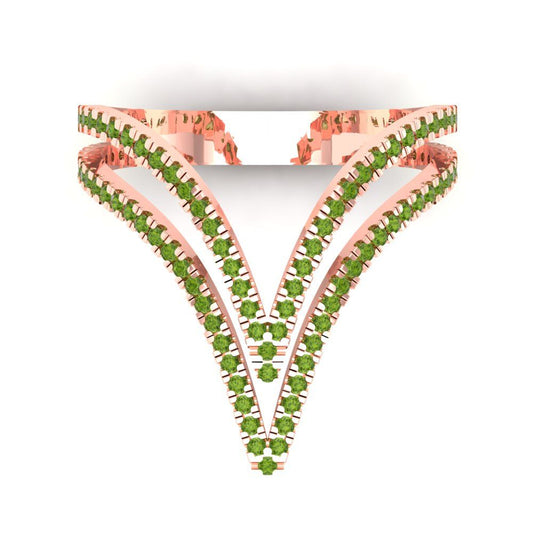 0.525 cttw Natural Peridot Statement Engagement Ring - Solid Rose Gold (VVS1, Round Cut,1.0mm)
