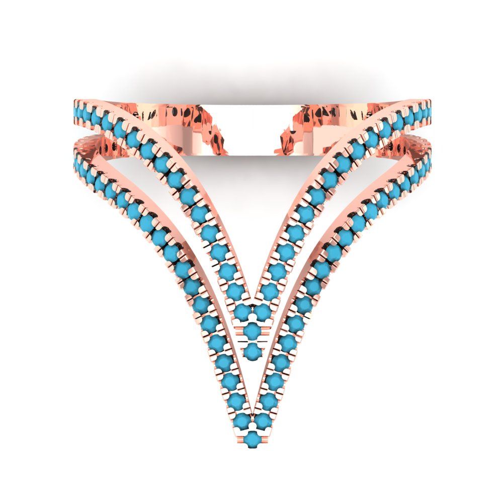 0.525 cttw Simulated Turquoise Statement Engagement Ring - Solid Gold (Round Cut,1.0mm)