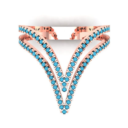 0.525 cttw Simulated Turquoise Statement Engagement Ring - Solid Gold (Round Cut,1.0mm)