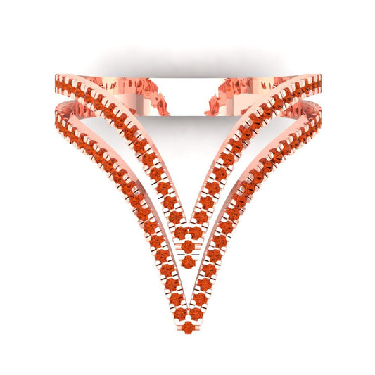 0.525 cttw Zirconia Simulated Red Diamond Statement Engagement Ring - Solid Rose Gold (VVS1, Round Cut,1.0mm)