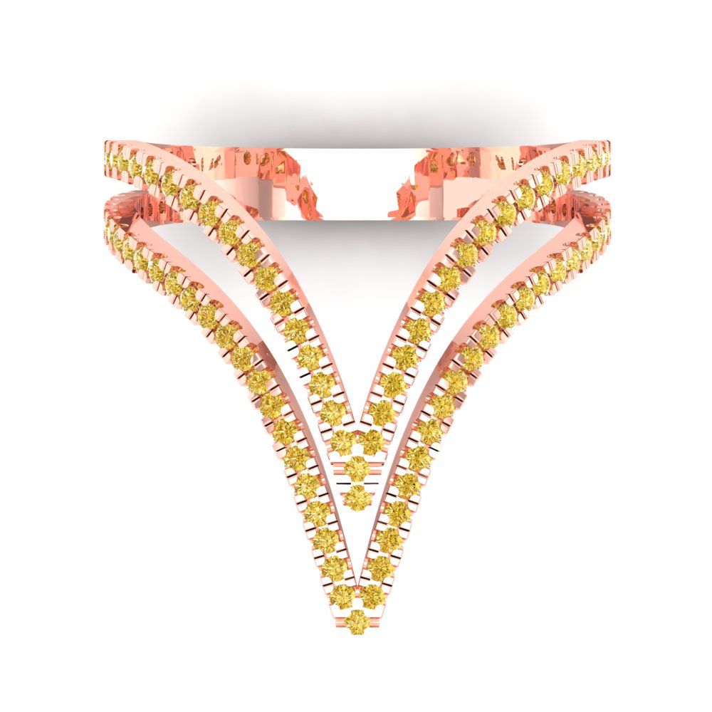 0.525 cttw Zirconia Simulated Yellow Diamond Statement Engagement Ring - Solid Rose Gold (VVS1, Round Cut,1.0mm)
