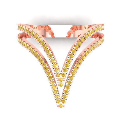 0.525 cttw Zirconia Simulated Yellow Diamond Statement Engagement Ring - Solid Rose Gold (VVS1, Round Cut,1.0mm)
