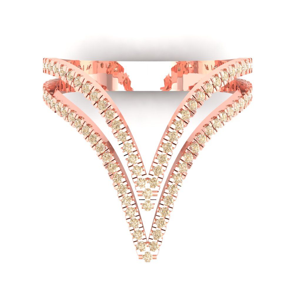 0.525 cttw Natural Morganite Statement Engagement Ring - Solid Rose Gold (VVS1, Round Cut,1.0mm)