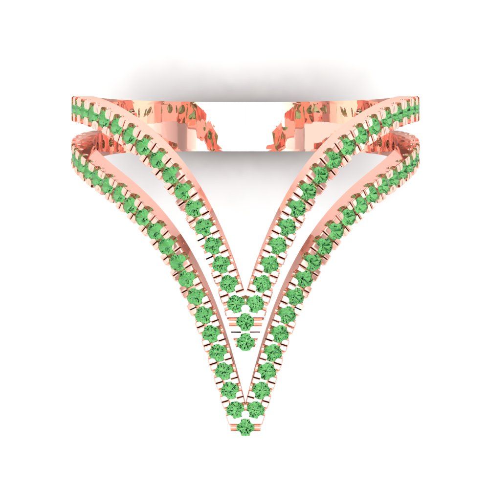 0.525 cttw Zirconia Simulated Green Diamond Statement Engagement Ring - Solid Rose Gold (VVS1, Round Cut,1.0mm)