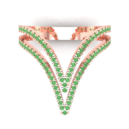 0.525 cttw Zirconia Simulated Green Diamond Statement Engagement Ring - Solid Rose Gold (VVS1, Round Cut,1.0mm)