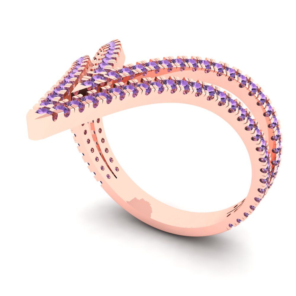 0.525 cttw Simulated Alexandrite Statement Engagement Ring - Solid Gold (Round Cut,1.0mm)