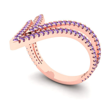 0.525 cttw Simulated Alexandrite Statement Engagement Ring - Solid Gold (Round Cut,1.0mm)