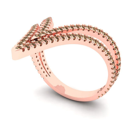 0.525 cttw Zirconia Simulated Champagne Diamond Statement Engagement Ring - Solid Rose Gold (VVS1, Round Cut,1.0mm)