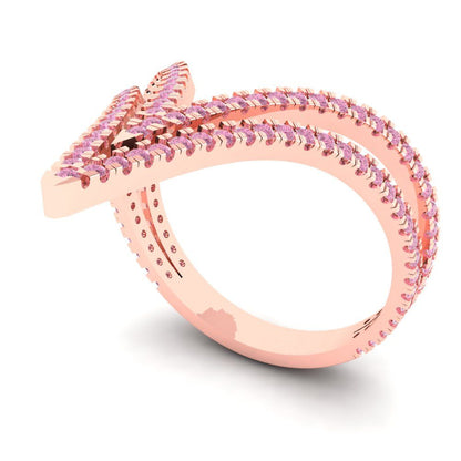 0.525 cttw Zirconia Simulated Pink Diamond Statement Engagement Ring - Solid Rose Gold (VVS1, Round Cut,1.0mm)