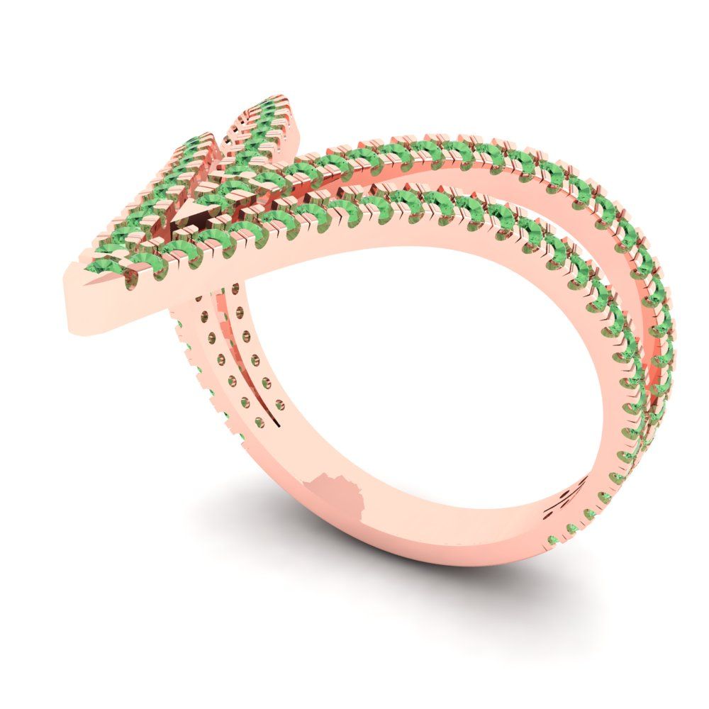 0.525 cttw Zirconia Simulated Green Diamond Statement Engagement Ring - Solid Rose Gold (VVS1, Round Cut,1.0mm)