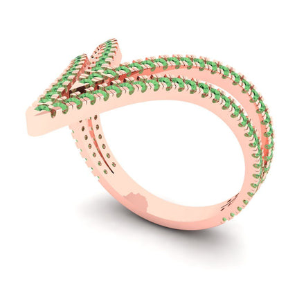 0.525 cttw Zirconia Simulated Green Diamond Statement Engagement Ring - Solid Rose Gold (VVS1, Round Cut,1.0mm)