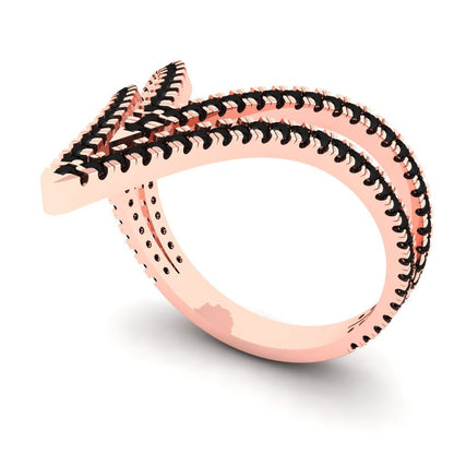 0.525 cttw Natural Onyx Statement Engagement Ring - Solid Rose Gold (VVS1, Round Cut,1.0mm)