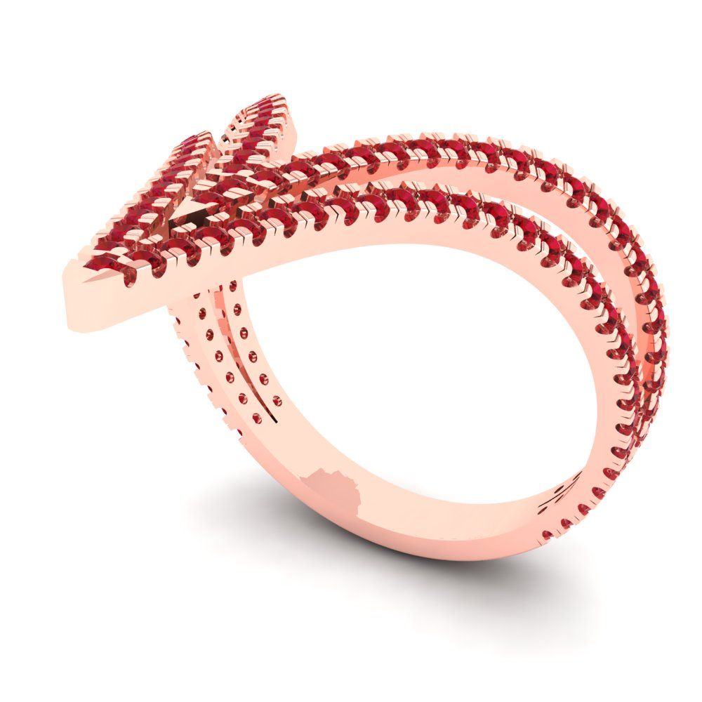 0.525 cttw Simulated Pink Tourmaline Statement Engagement Ring - Solid Rose Gold (VVS1, Round Cut,1.0mm)