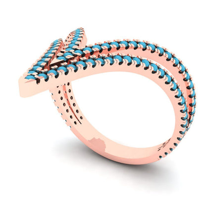 0.525 cttw Simulated Turquoise Statement Engagement Ring - Solid Gold (Round Cut,1.0mm)