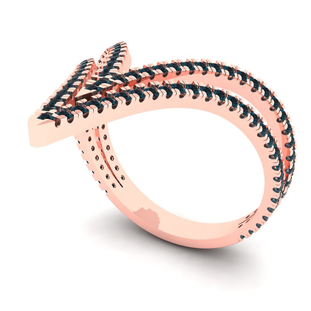 0.525 cttw Natural London Blue Topaz Statement Engagement Ring - Solid Rose Gold (VVS1, Round Cut,1.0mm)