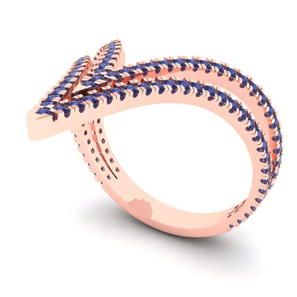 0.525 cttw Simulated Tanzanite Statement Engagement Ring - Solid Rose Gold (VVS1, Round Cut,1.0mm)