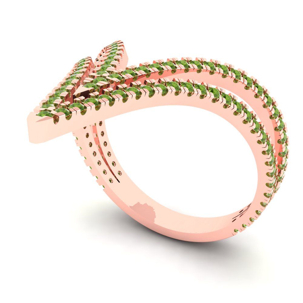 0.525 cttw Natural Peridot Statement Engagement Ring - Solid Gold (Round Cut,1.0mm)