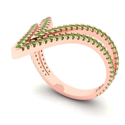 0.525 cttw Natural Peridot Statement Engagement Ring - Solid Gold (Round Cut,1.0mm)