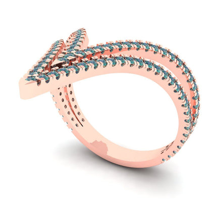 0.525 cttw Blue Moissanite Statement Engagement Ring - Solid Rose Gold (VVS1, Round Cut,1.0mm)