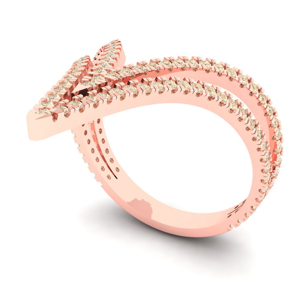 0.525 cttw Natural Morganite Statement Engagement Ring - Solid Rose Gold (VVS1, Round Cut,1.0mm)