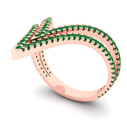 0.525 cttw Simulated Emerald Statement Engagement Ring - Solid Rose Gold (VVS1, Round Cut,1.0mm)