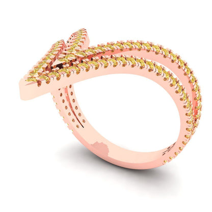 0.525 cttw Zirconia Simulated Yellow Diamond Statement Engagement Ring - Solid Rose Gold (VVS1, Round Cut,1.0mm)