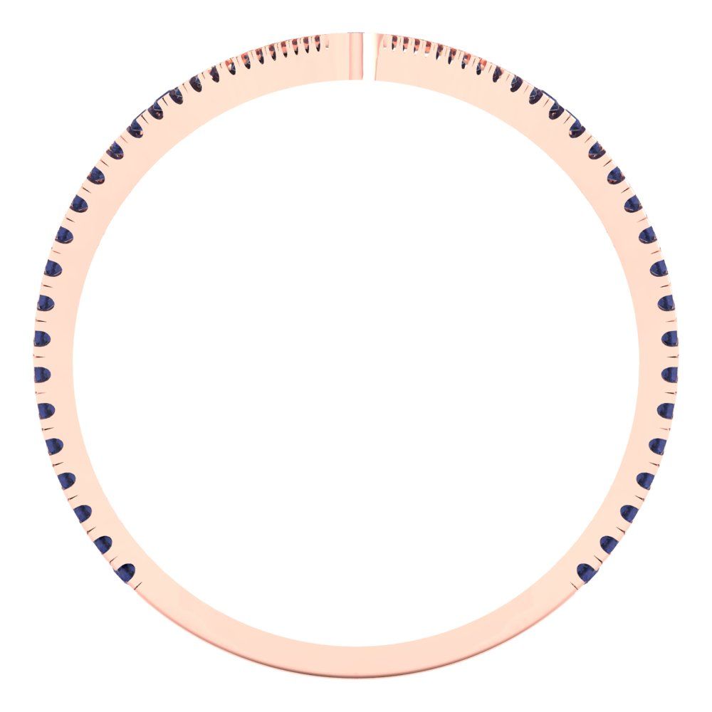 0.525 cttw Simulated Blue Sapphire Statement Engagement Ring - Solid Rose Gold (VVS1, Round Cut,1.0mm)