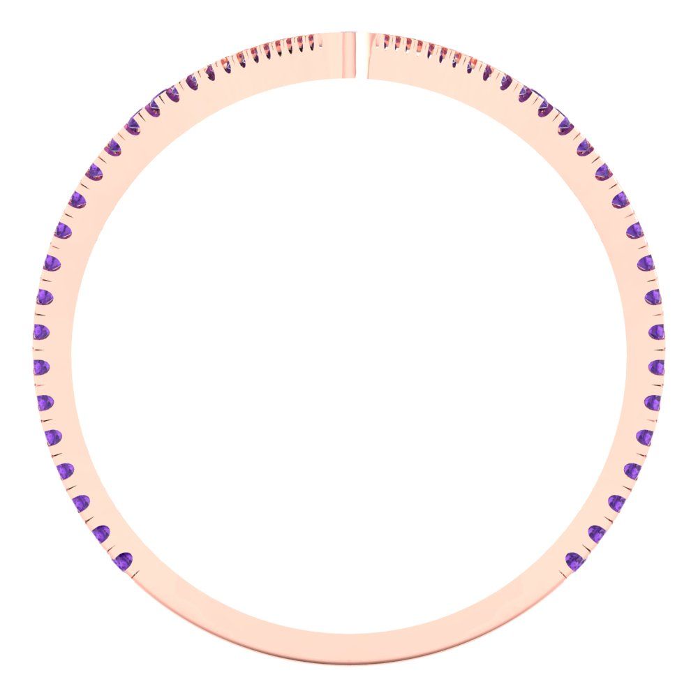 0.525 cttw Natural Amethyst Statement Engagement Ring - Solid Rose Gold (VVS1, Round Cut,1.0mm)