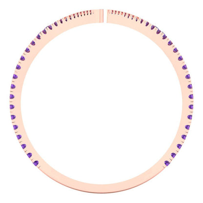 0.525 cttw Natural Amethyst Statement Engagement Ring - Solid Rose Gold (VVS1, Round Cut,1.0mm)