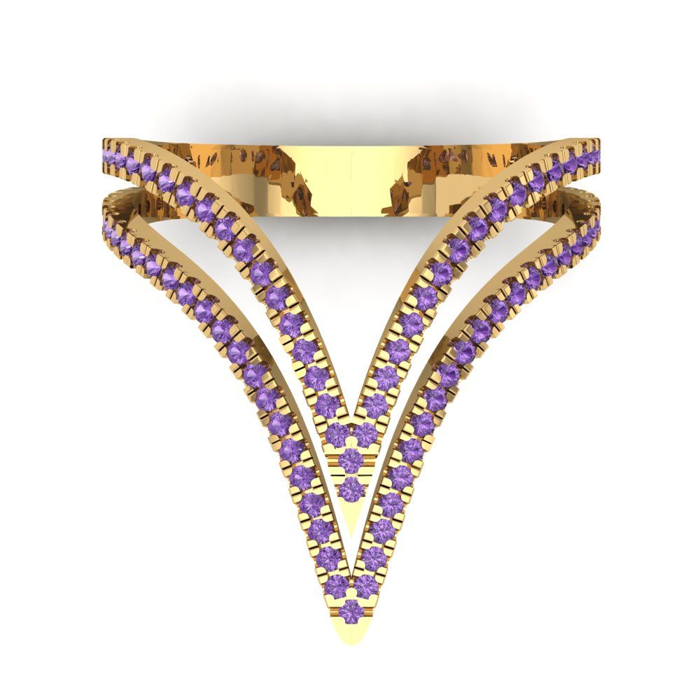 0.525 cttw Simulated Alexandrite Statement Engagement Ring - Solid Gold (Round Cut,1.0mm)