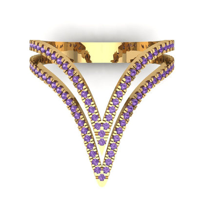 0.525 cttw Simulated Alexandrite Statement Engagement Ring - Solid Gold (Round Cut,1.0mm)